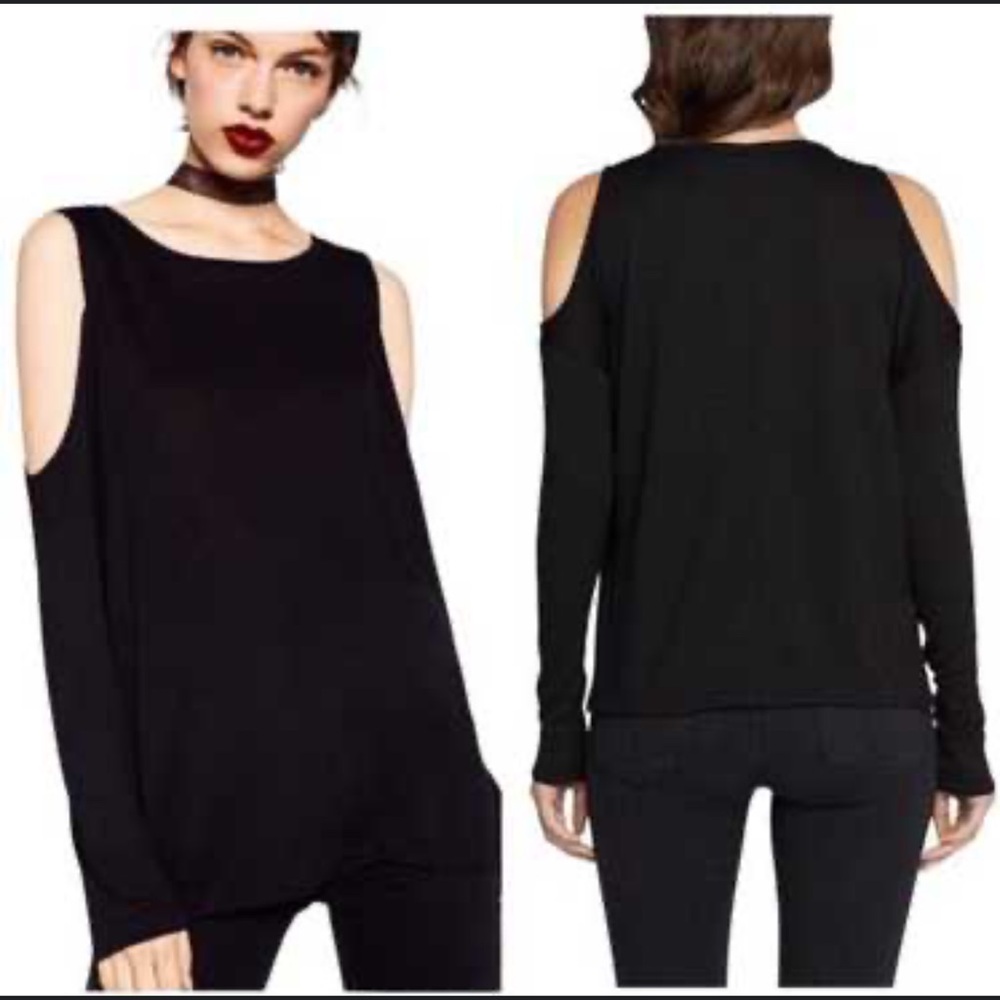 Zara Black Cold Shoulder Top